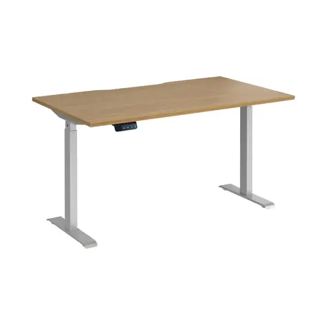 Elev8 Contract Straight Sit-Stand Desk - 1400 - Silver - Oak